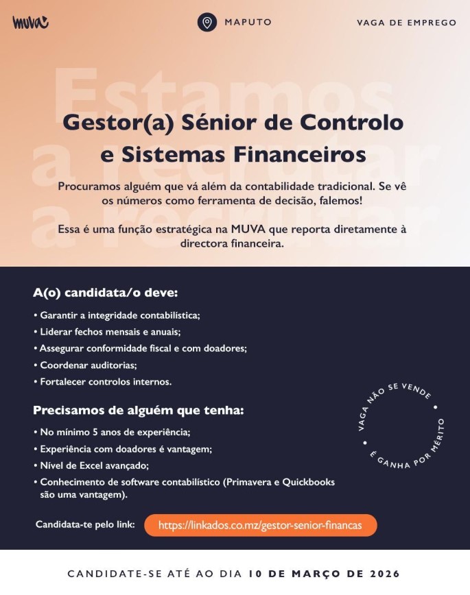Vaga – Gestor(a) Sénior de Controlo e Sistemas Financeiros